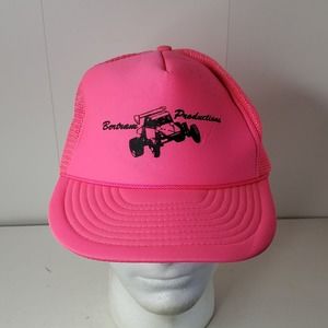 Bertram Productions Sprint Car Auto Racing Neon Pink Trucker Hat Snapback Cap